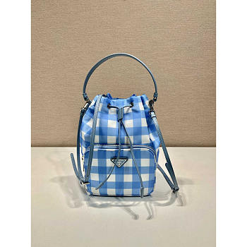 Prada Duet Printed Re-Nylon Bag Blue 22.5x17.5x12cm