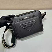 Prada Saffiano Leather Shoulder Bag Black 24x18x6cm - 3