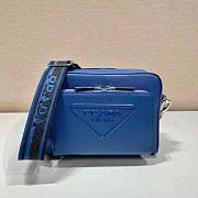 Prada Saffiano Leather Shoulder Bag Blue 24x18x6cm - 1