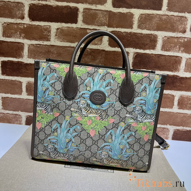 Gucci GG Small Tote Bag Brown Blue 31x26.5x14cm - 1