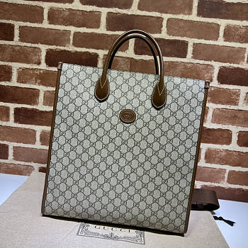 Gucci GG Supreme Monogram Tote Bag Brown 36.5x38x12cm