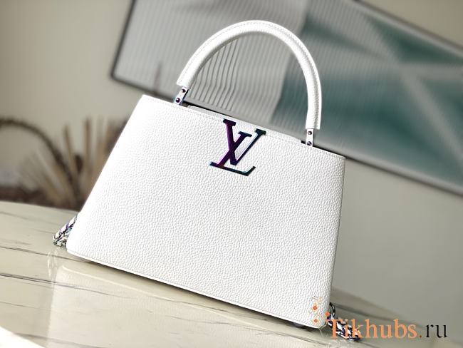 Louis Vuitton LV Capucines MM Snow White 31.5×20×11cm - 1