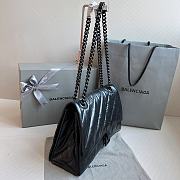 Balenciaga Crush Quilted Shoulder Bag Calfskin Full Black 31x20x12cm - 4