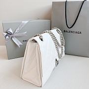 Balenciaga Crush Quilted Shoulder Bag Calfskin White 31x20x12cm - 5