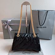 Balenciaga Crush Small Chain Bag Quilted In Black Gold 25x15x9.5cm - 5