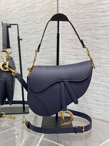 Dior Saddle Bag With Strap Navy Blue 25.5x20x6.5cm