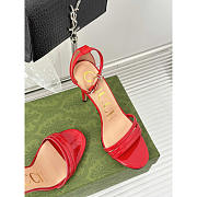 Gucci Leather Strap High Heel Sandals Red 10cm - 4