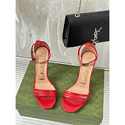 Gucci Leather Strap High Heel Sandals Red 10cm - 3