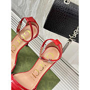 Gucci Leather Strap High Heel Sandals Red 10cm - 2