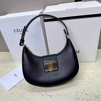 Celine Ava Triomphe Bag Smooth Calfskin Black 23x13.5x6cm