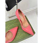 Gucci Women's High Heel Pumps Pink Leather 10cm - 2