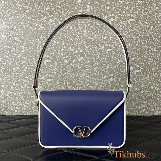 Valentino Garavani Shoulder Letter Bag Two-Tone Blue White 24x15.5x7cm - 1