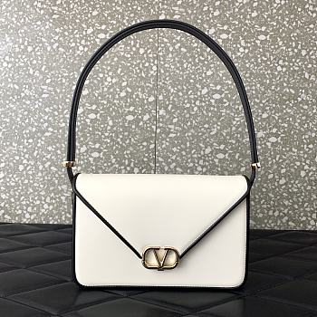 Valentino Garavani Shoulder Letter Bag Two-Tone White Black 24x15.5x7cm