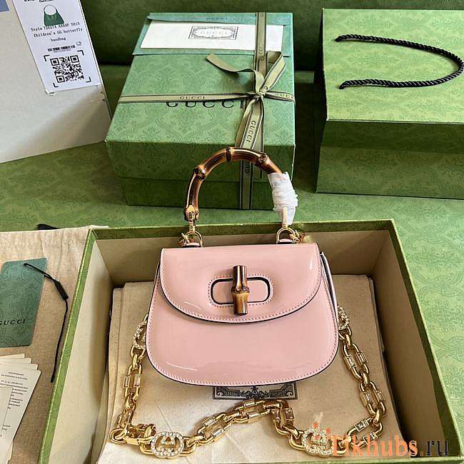 Gucci Bamboo 1947 Mini Top Handle Bag Pink 17x12x7.5cm - 1