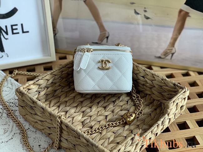 Chanel Mini Vanity Box Heart White Gold Caviar 10.5cm - 1