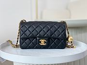 Chanel Flap Bag Black Lambskin Bell 13x20x7cm - 1