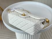 Chanel Flap Bag White Lambskin Bell 13x20x7cm - 6