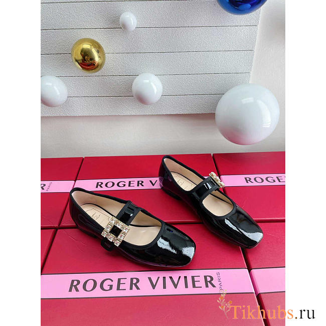 Roger Vivier Très Babies Patent Leather Ballet Flats Black - 1