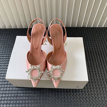 Amina Muaddi Pink Slingback Heels 95