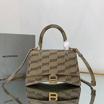 Balenciaga Hourglass Handbag BB Monogram In Beige 23x15x10cm