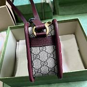 Gucci Mini GG Canvas Shoulder Bag Wine 21.5x14x7cm - 5