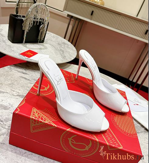 Christian Louboutin Me Dolly 100mm Mules White Patent - 1