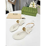 Gucci Women's Double G Thong Sandals White - 5