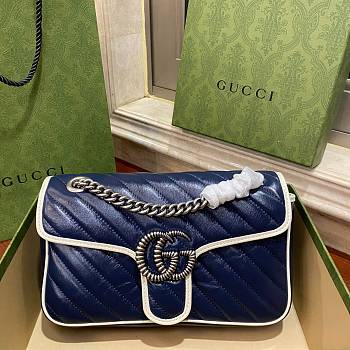 Gucci GG Marmont Small Shoulder Bag Blue 26×15×7cm