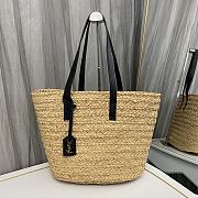 YSL Black Raffia Panier Medium Tote Bag 40x29x19cm - 1