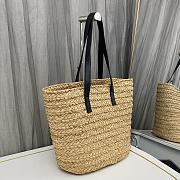 YSL Black Raffia Panier Medium Tote Bag 40x29x19cm - 4