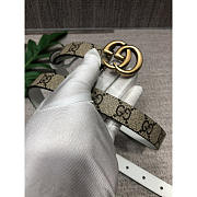 Gucci Double G Gold-Tone Belt White Gray Width 2cm - 4