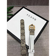 Gucci Double G Gold-Tone Belt White Gray Width 2cm - 3