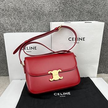 Celine Triomphe Bag In Shiny Calfskin Red 22.5x16.5x7cm