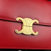 Celine Triomphe Bag In Shiny Calfskin Red 22.5x16.5x7cm - 3