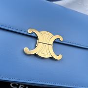 Celine Triomphe Bag In Shiny Calfskin Blue 22.5x16.5x7cm - 6