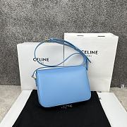 Celine Triomphe Bag In Shiny Calfskin Blue 22.5x16.5x7cm - 2