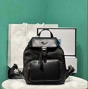 Prada Re-Nylon Brushed Leather Backpack Black 25x20.5x11.5cm - 1