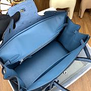 Hermes Birkin Ostrich Blue Leather Silver Buckle 30cm - 5