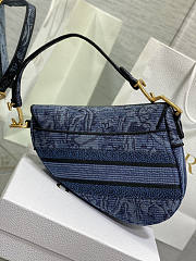 Dior Saddle Bag Denim Blue Albero Della Vita 25.5x20x6.5cm - 5