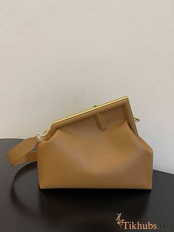 FENDI First Medium Leather Bag Brown Size 32.5 x 15 x 23.5 cm