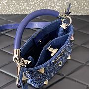 Valentino Roman Stud Denim Handbag Rhinestones Blue 20x15x9cm - 5