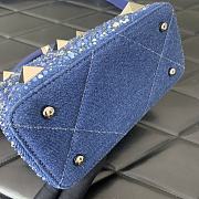 Valentino Roman Stud Denim Handbag Rhinestones Blue 20x15x9cm - 3