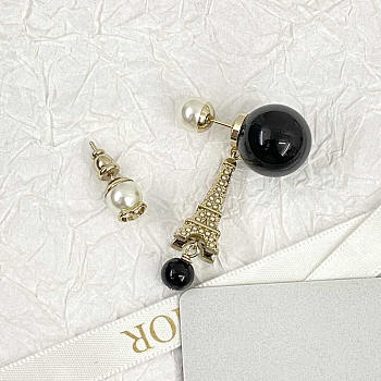 Dior Tribales Earrings Gold White Black Resin