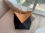 Loewe Puzzle Fold Tote In Shiny Calfskin Tan Black 31.5x25.5x14.5cm - 1