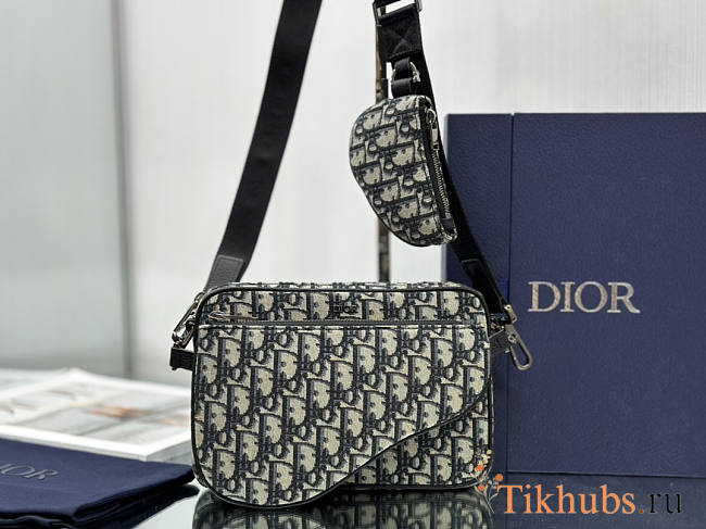 Dior Saddle Tripple Pouch Oblique Blue 23.3 x 16.5 x 4.3 cm - 1