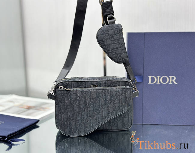 Dior Saddle Tripple Pouch Oblique Black 23.3 x 16.5 x 4.3 cm - 1