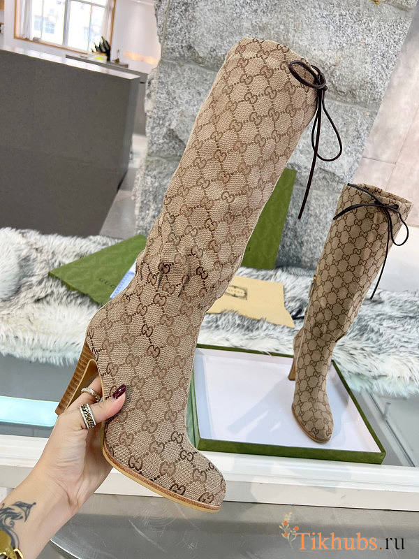 Gucci 85mm Canvas High Boots - 1