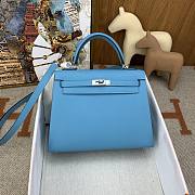 Hermes Kelly Epsom Blue Silver Hardware 25cm - 1