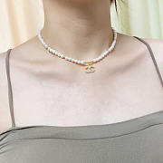 Chanel CC Crystal Pearl Necklace Gold - 4