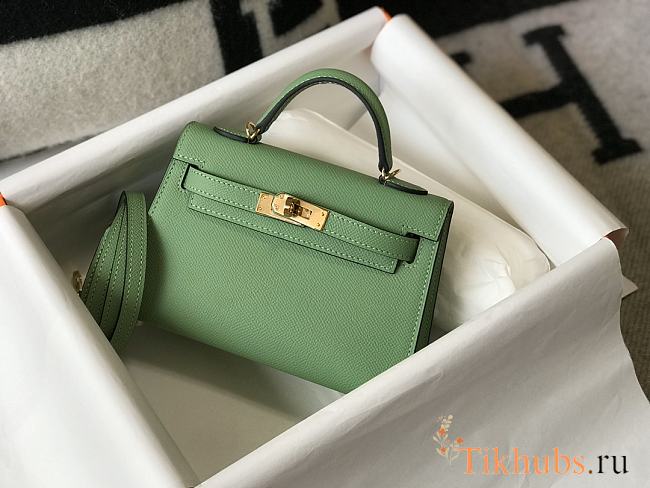 Hermes Mini Kelly Green Gold 19cm - 1